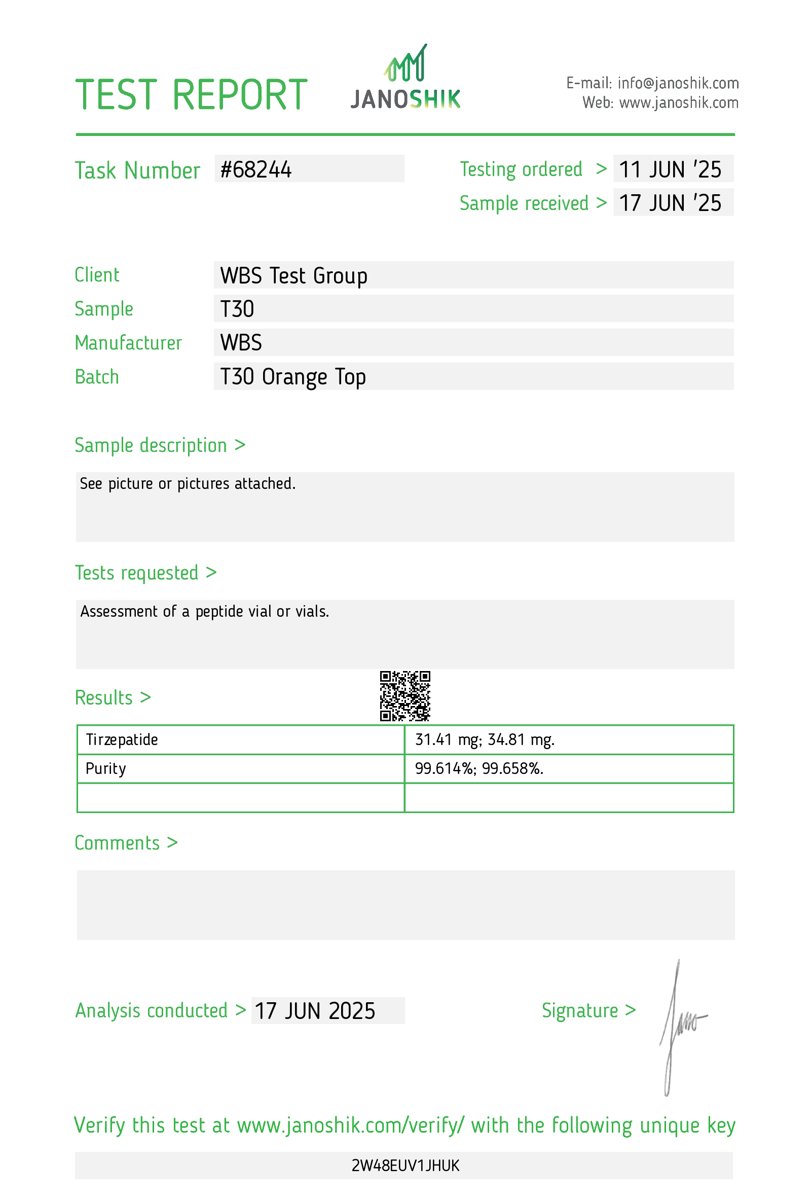 Certificate of Analysis