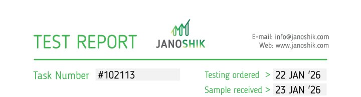 Janoshik report header for test record 102113